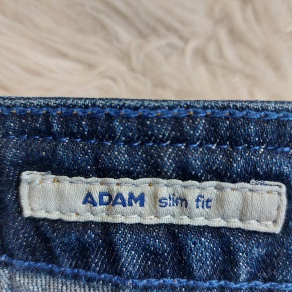 Adenim Men's Blue Adam Slim Fit Fly Buttons Distress Shorts - Picture 9 of 10